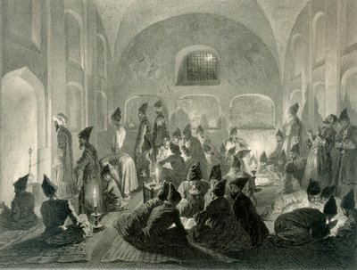 Persian Mosque at Yerevan, Armenia, a Night During Ramadan, plate 19 from a book on the Caucasus, engraved by Eugene Le Roux published by Alfred Leon Lemercier, Paris by Grigori Grigorevich Gagarin